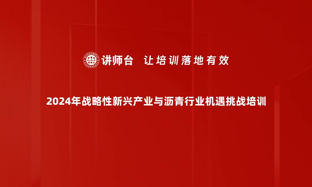 2024年战略性新兴产业与沥青行业机遇挑战培训