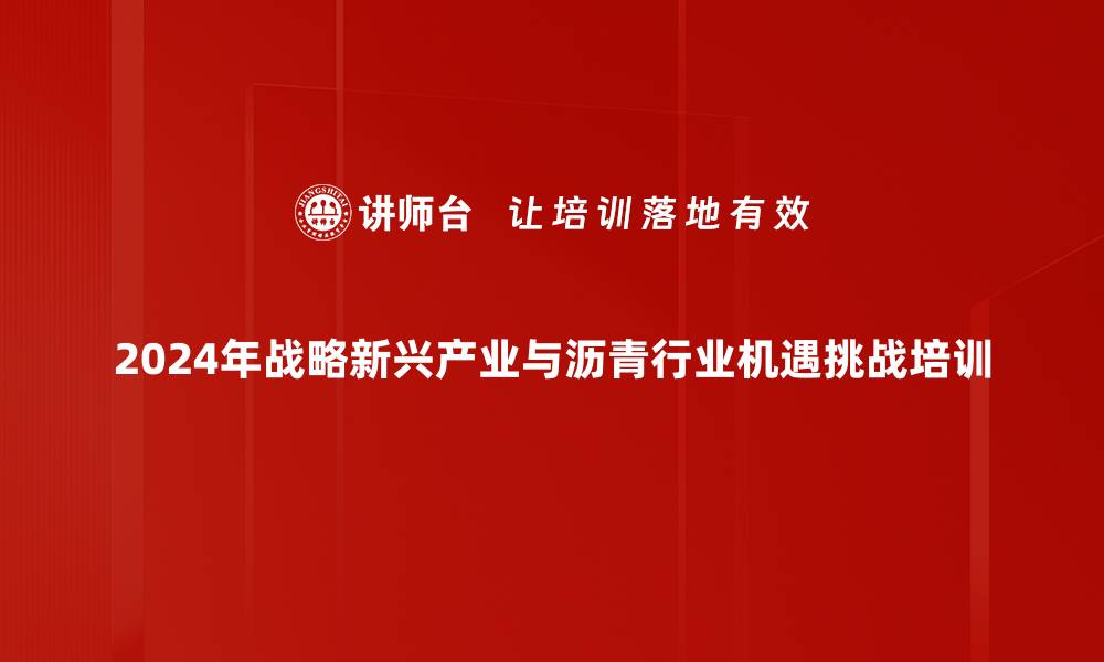 2024年战略新兴产业与沥青行业机遇挑战培训