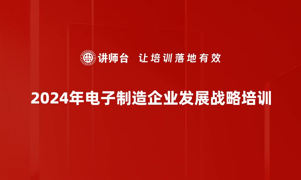 2024年电子制造企业发展战略培训