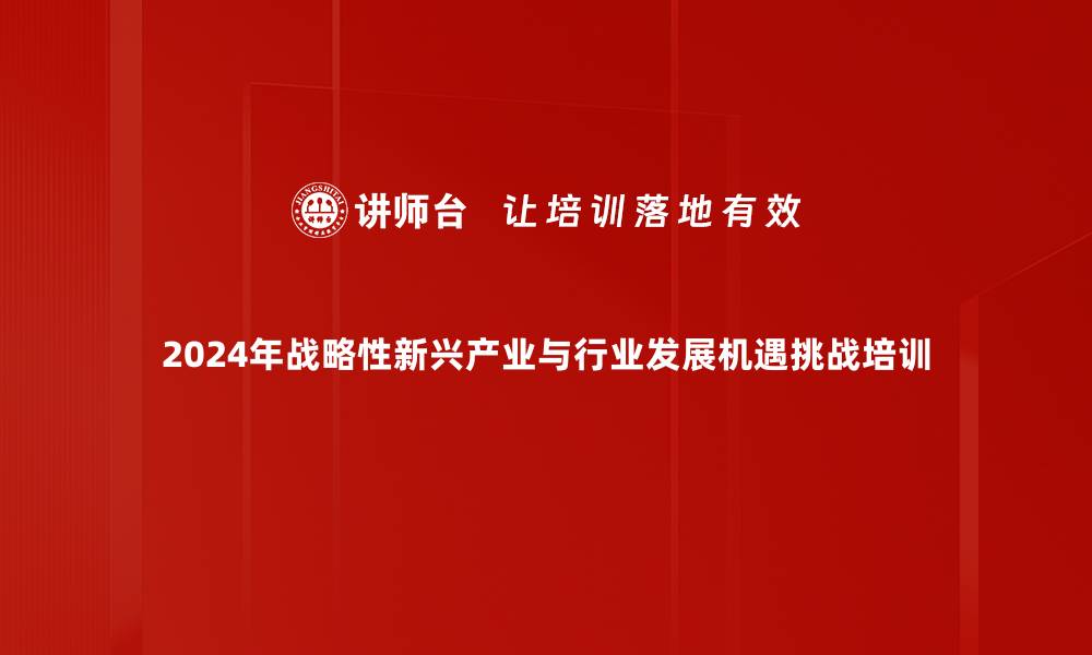 2024年战略性新兴产业与行业发展机遇挑战培训