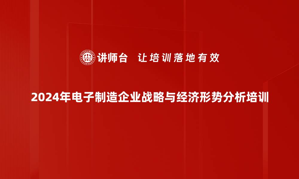 2024年电子制造企业战略与经济形势分析培训