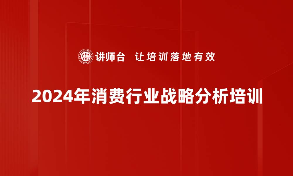 2024年消费行业战略分析培训