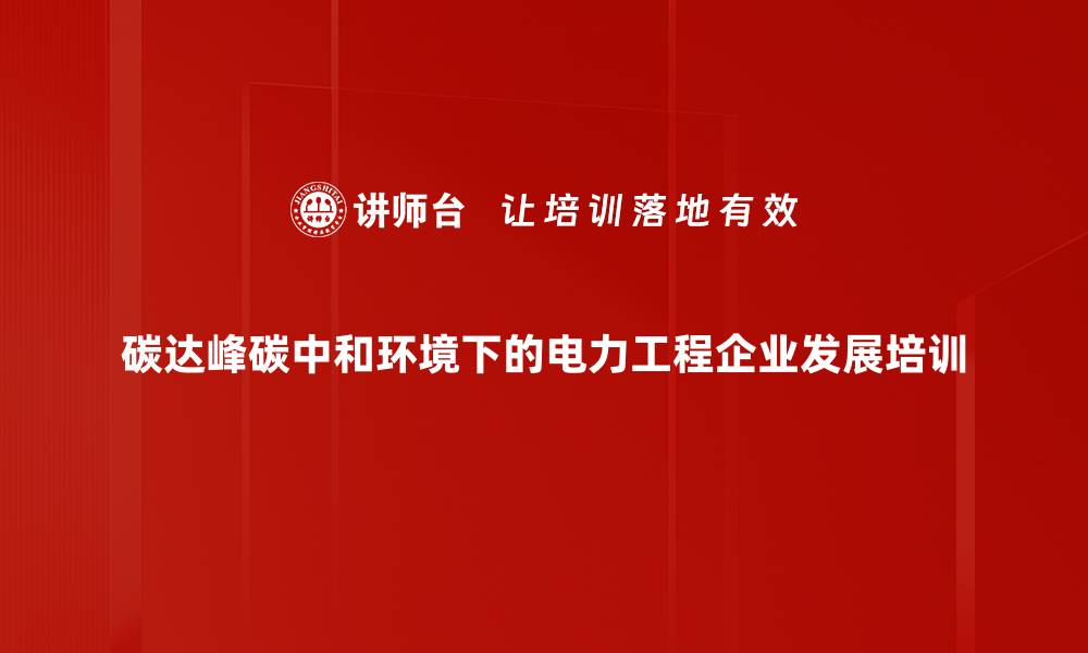 碳达峰碳中和环境下的电力工程企业发展培训