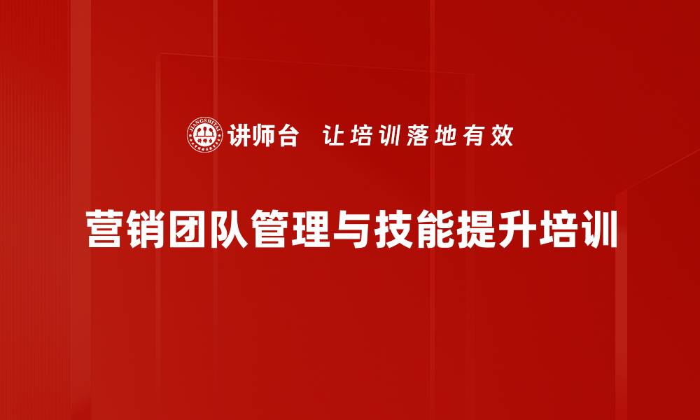 营销团队管理与技能提升培训