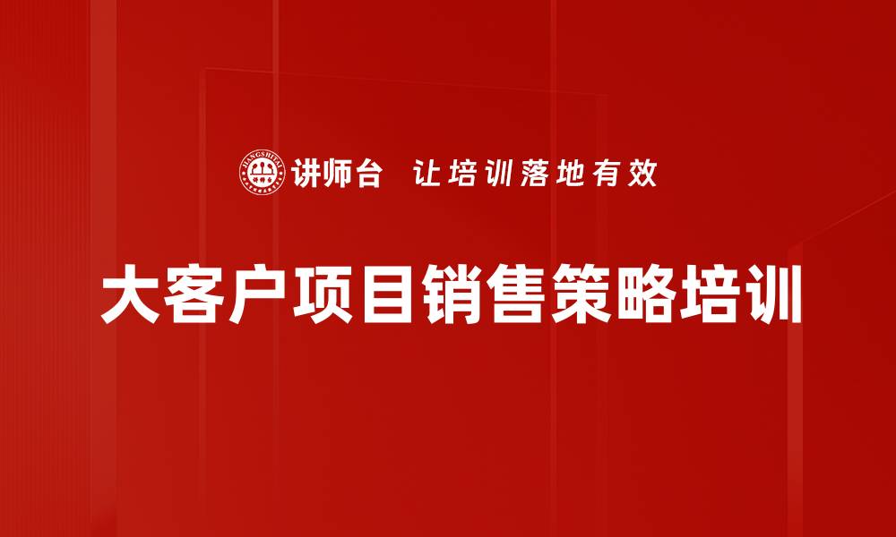 大客户项目销售策略培训