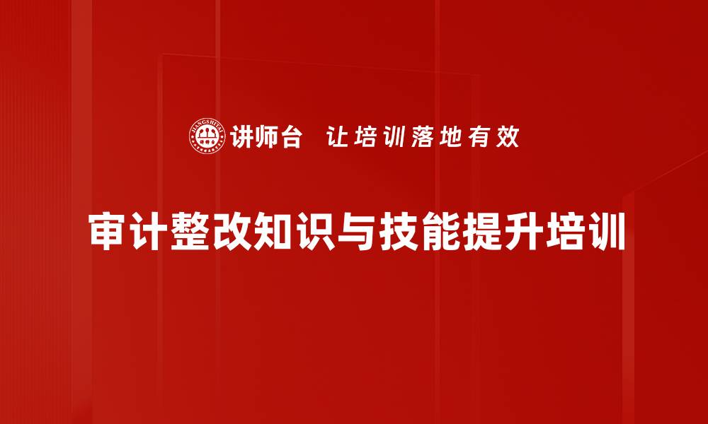 审计整改知识与技能提升培训