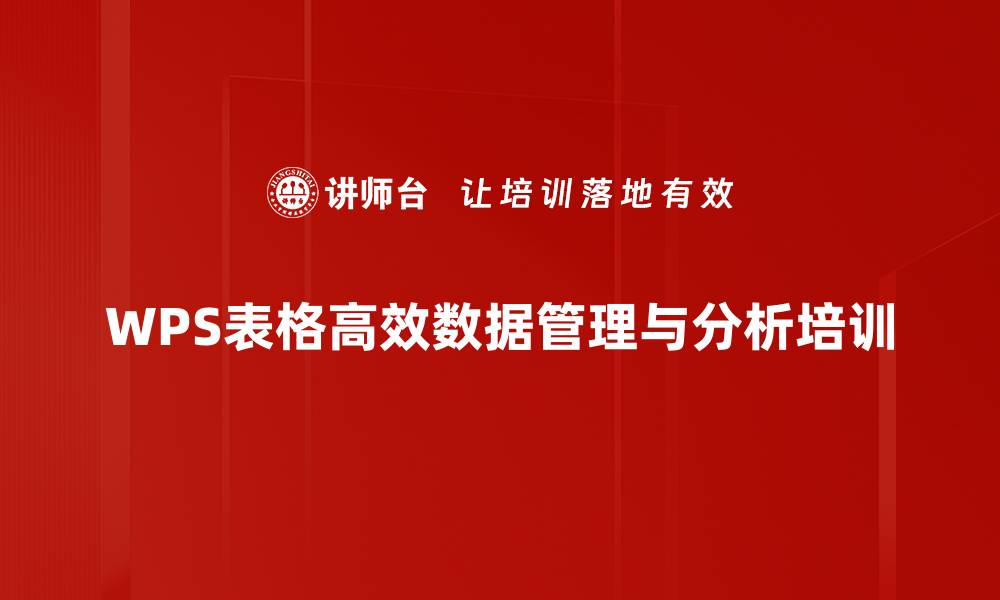 WPS表格高效数据管理与分析培训